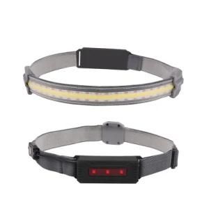 COB LED Headlamp Built-in Battery Rechargeable Headlight Head Waterproof Lamp White &amp; Red Lighting for Camping Working