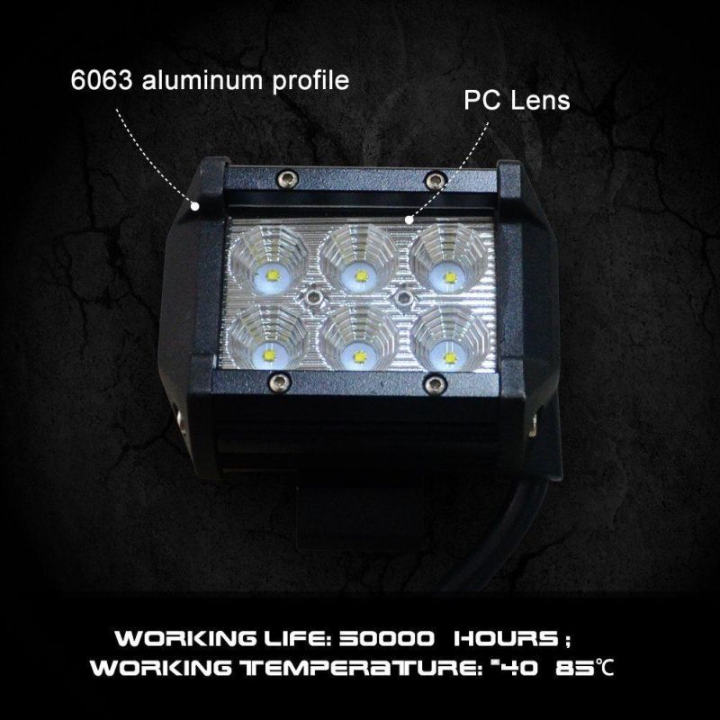 4 Inch 18W LED Driving Work Light Dual Row Square Fog Lamp for Offraod