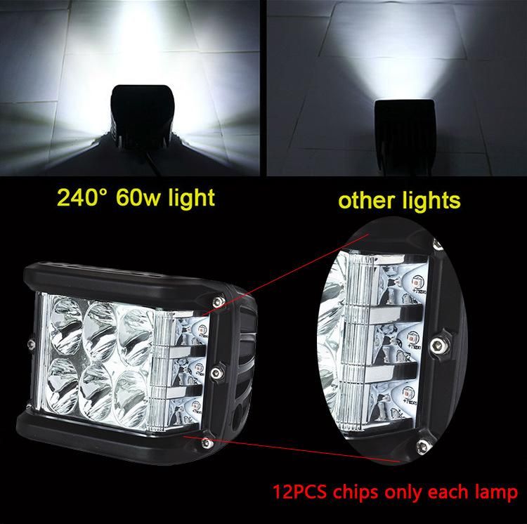 12LEDs LED Cube 60W LED Work Light 12V 24V off Road Driving Light for SUV Truck Car Side Shooter Light