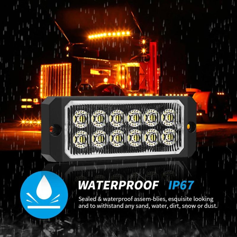 Dxz 12V 24V 12 LED Flash Lamp Vehicle Truck Side Marker Emergency Beacon Lights LED Strobe Warning Light