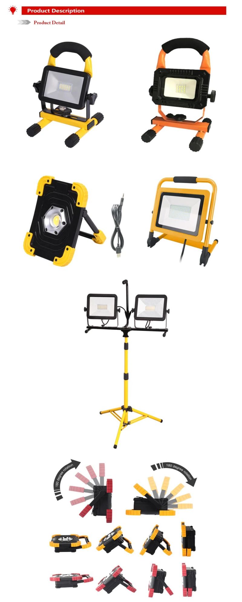 Outdoor Portable LED Spot Light with Tripod Work Light