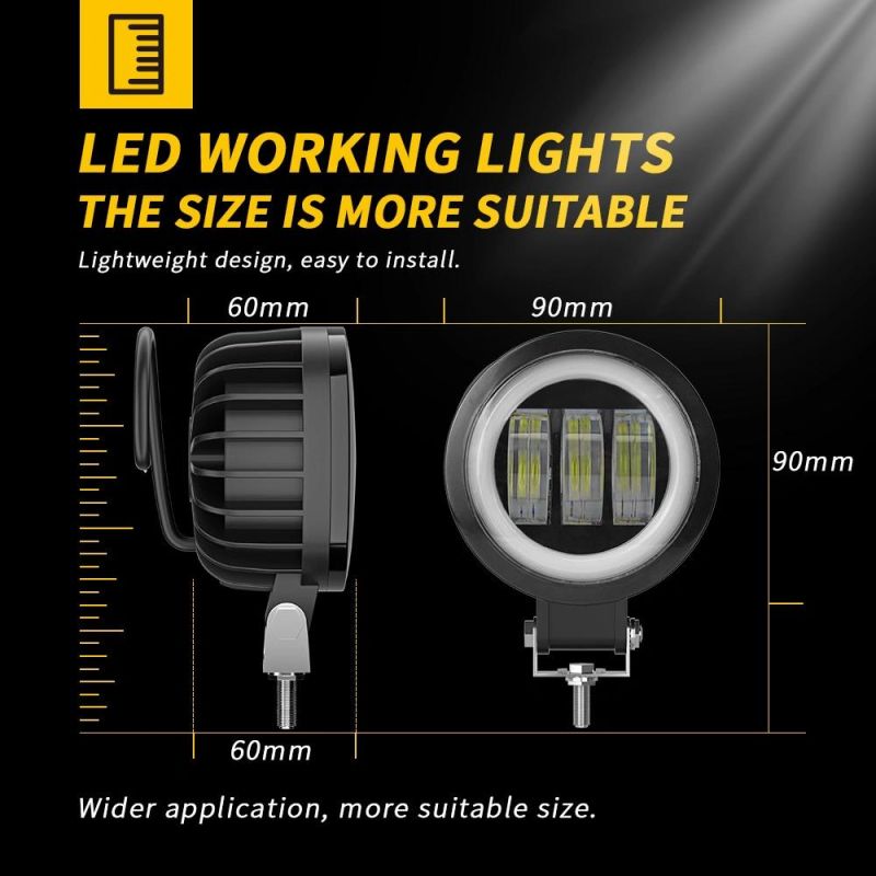 Dxz 7D 30W 12-24V Spot Light CREE COB Round Angel Eyes Work Light Car Parts Auto LED Accessories