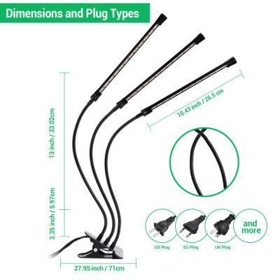 3 Head Dimmable Levels Plant Grow Lights for Indoor Plants Growth Adjustable 6 9 12h Timer