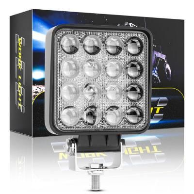 Dxz 4inch 16LED 48W 50mm LED Work Light Convex Mirror Offroad Vehicle Bulb Truck Lamp 12V 24V Square