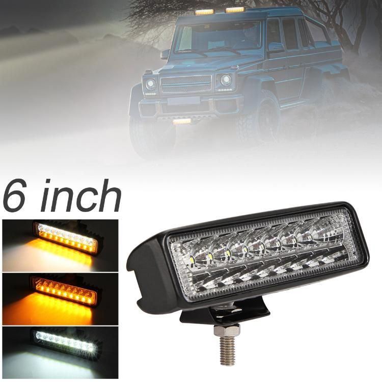 12-24V 6 Inch LED Light Bar for Auto Motorcycle Truck Boat Offroad Working Light 54W White Amber LED Work Light Bar