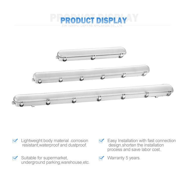 20W 36W 1.2m LED Fixture Connector PC Batten Waterproof 5 Year Warranty Light