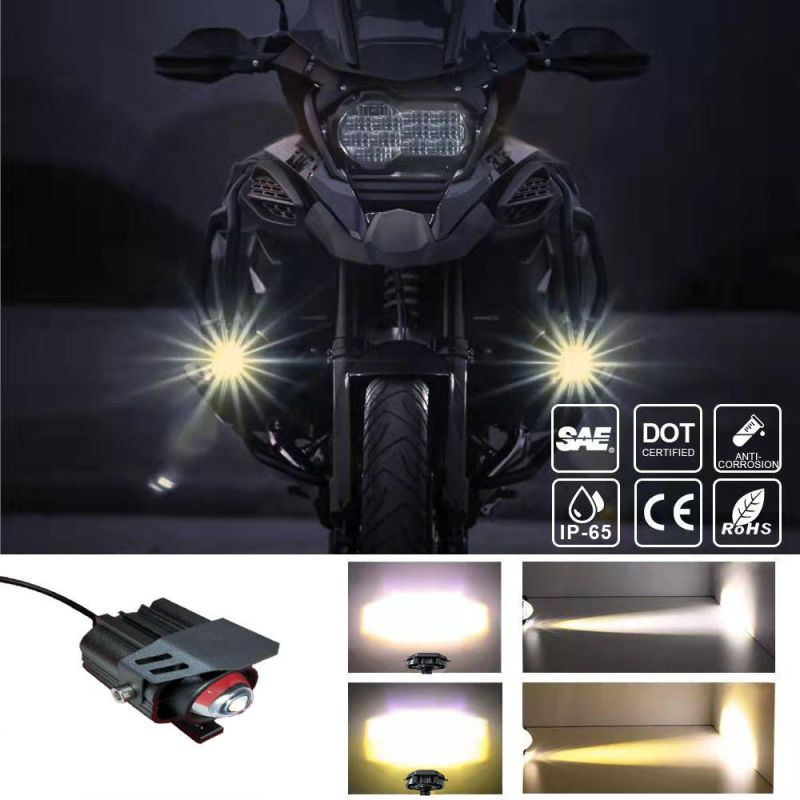 Two-Color Mini Cannon Motorcycle Spotlight Motorcycle Work Light Waterproof Driving Fog Light