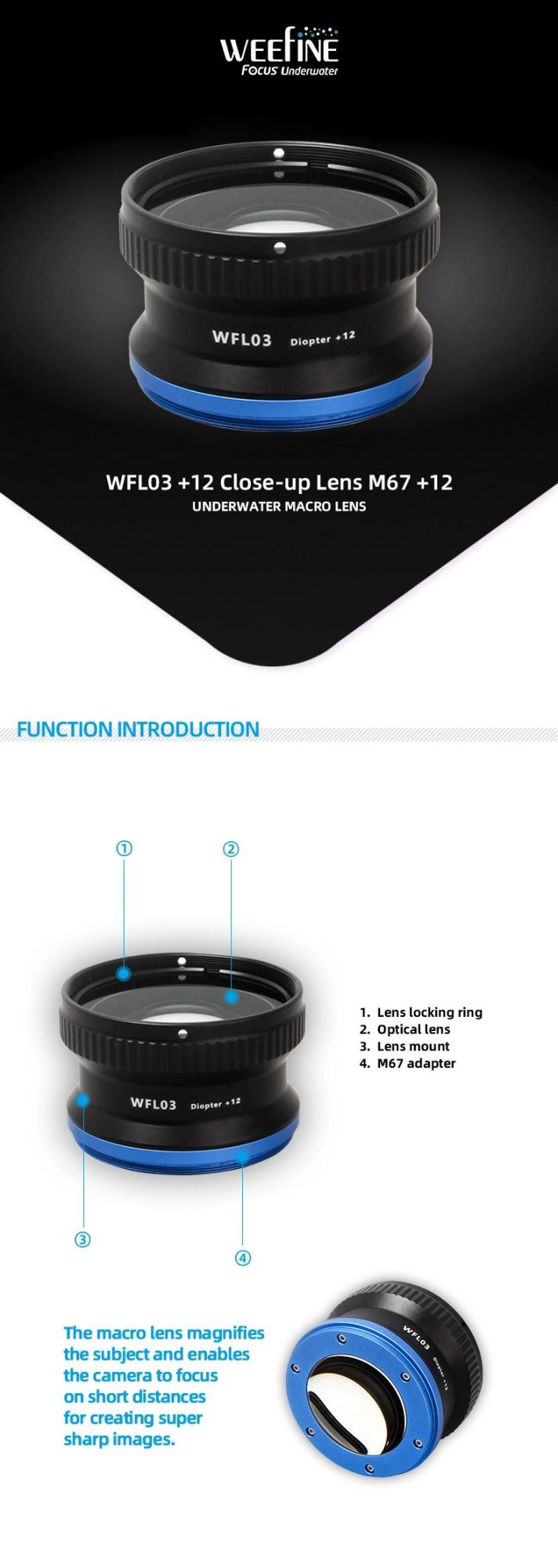 Wfl03 Close-up Underwater Lens with M67 Mounting for Underwater Taking Photo Operation