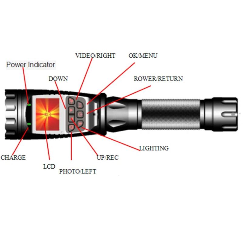Multi-Function Flashlight Rechargeable Li-Battery Camera