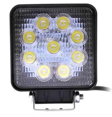 Good Quality Powerful Round or Square Headlights with Base for Excavator Lights, Forklifts, Auxiliary Lights 27W 4 Inch 9 LED Fog Lights