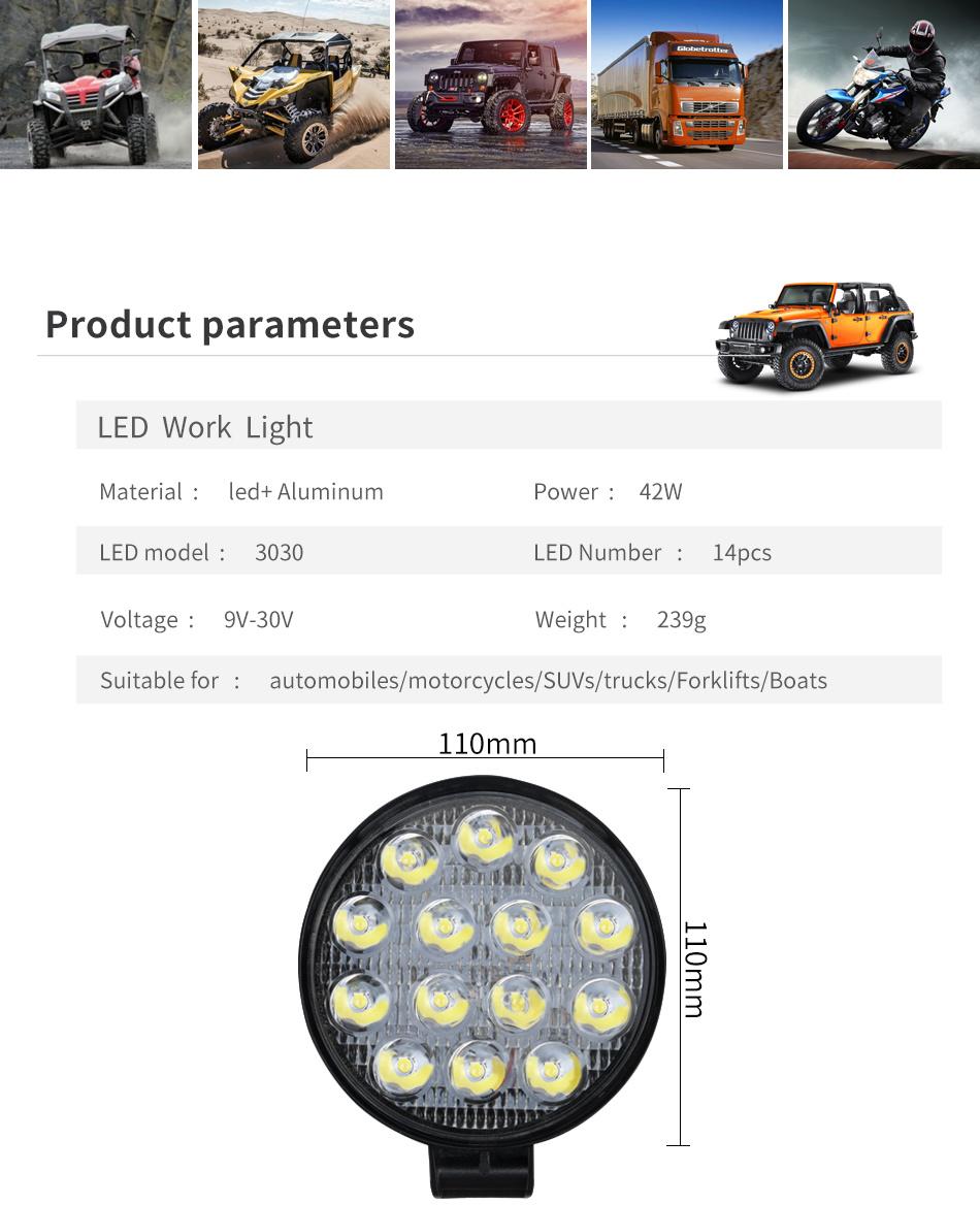 Dxz 4inch 42W LED Work Light Bar White Spot Light for Trucks ATV UTV Offroad
