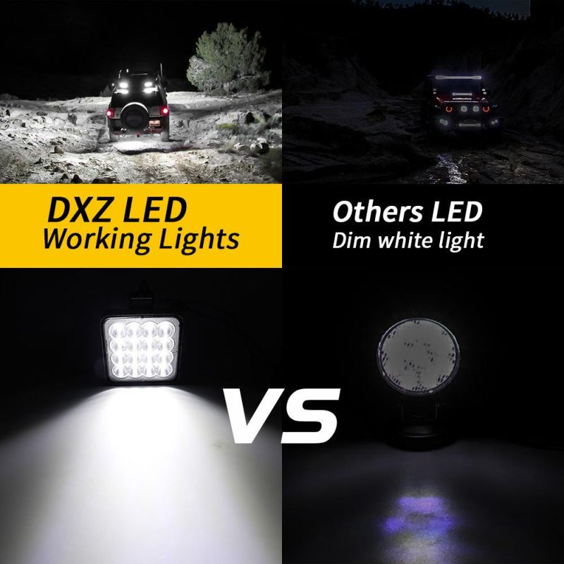 Dxz New 16LED 48W Spotlight Truck SUV Work Light 4X4 Offroad Car ATV UTV for Jeep Motorcycle LED Auto Light Factory