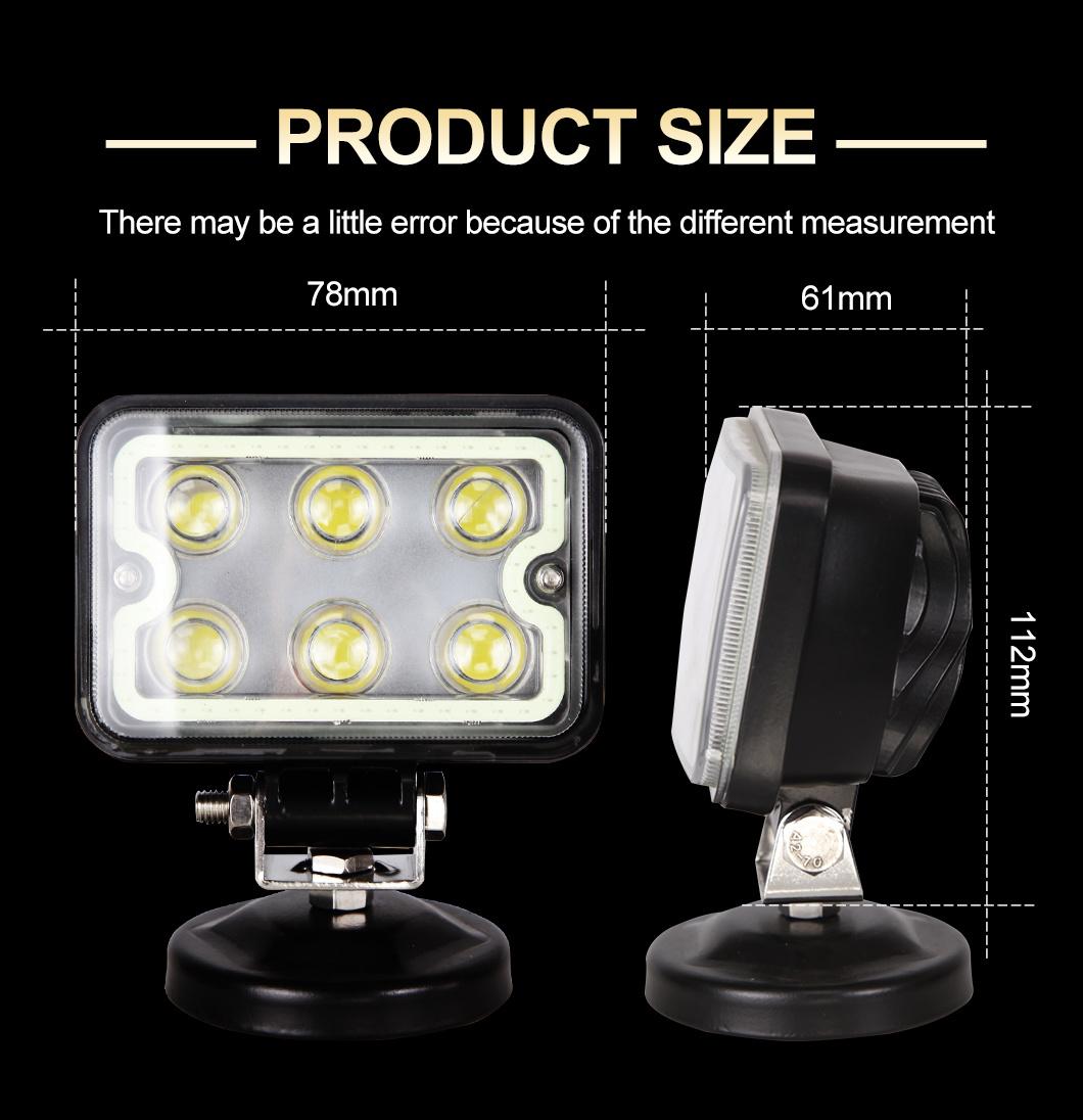 Automobile Spot Flood LED Work Lamp Offroad 18W Rectangle LED Working Light