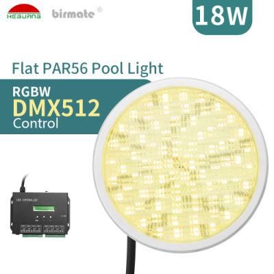18W IP68 Structure Waterproof RGBW DMX512 Control PAR56 LED Swimming Pool Light
