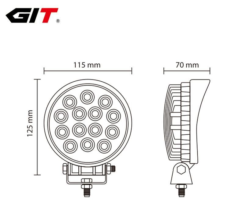 Heavy Duty 42W 12/24V Spot/Flood Epistar LED Driving Light for Offroad Marine Mining Machinery