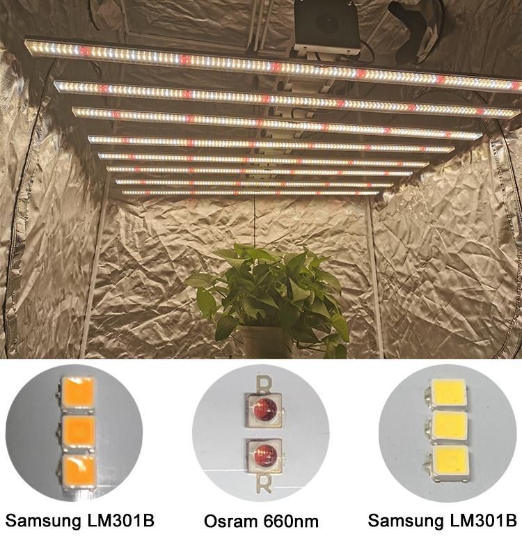 Chinese Direct Samsung Chip LED Grow Light 800W 10 Bars Hydroponics Full Spectrum Fluence Commercial Planting Fixture