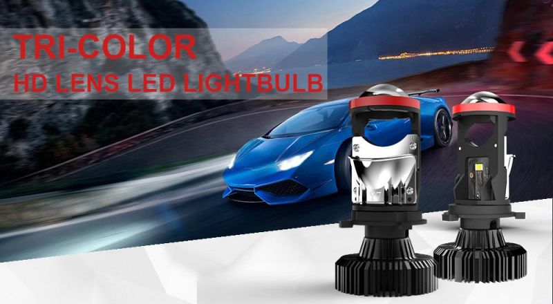 H4 Projector Lens Without Fan Three Colors Yellow Vehicle Canbus Bulbs Car H4 Bi LED Headlights