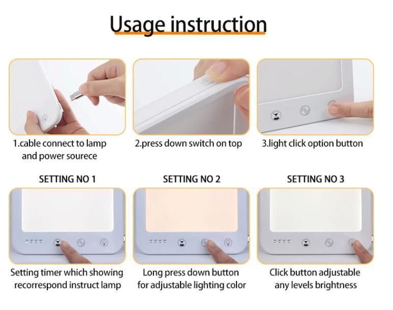 10000 Lux UV-Free Therapy Light, with 5 Adjustable Brightness Levels and Timer Setting