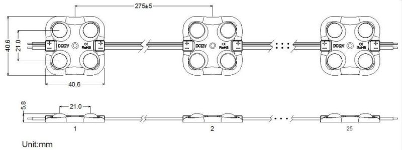 2835 Injection LED Module with Optical Lens for Double-Sided LED Light Box and Channel Letters