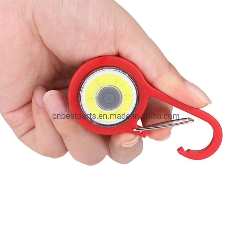 High Quality Camping Torch Lamp Mini COB LED Torch Light Battery Powered Aluminum Carabiner Keychain LED Flashlight with 3 Flashing Modes