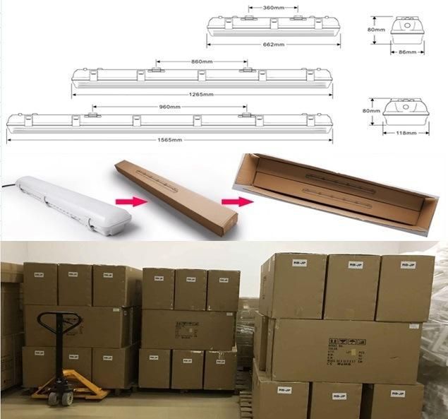 1500mm 60W IP65 LED Tri-Proof Light for Factory Warehouse Greenhouse Workshop Supermarket