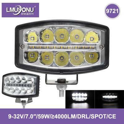 Lmusonu New Square 9721 LED Driving Lights 7.0 Inch 50W 4000lm Spot Beam with DRL