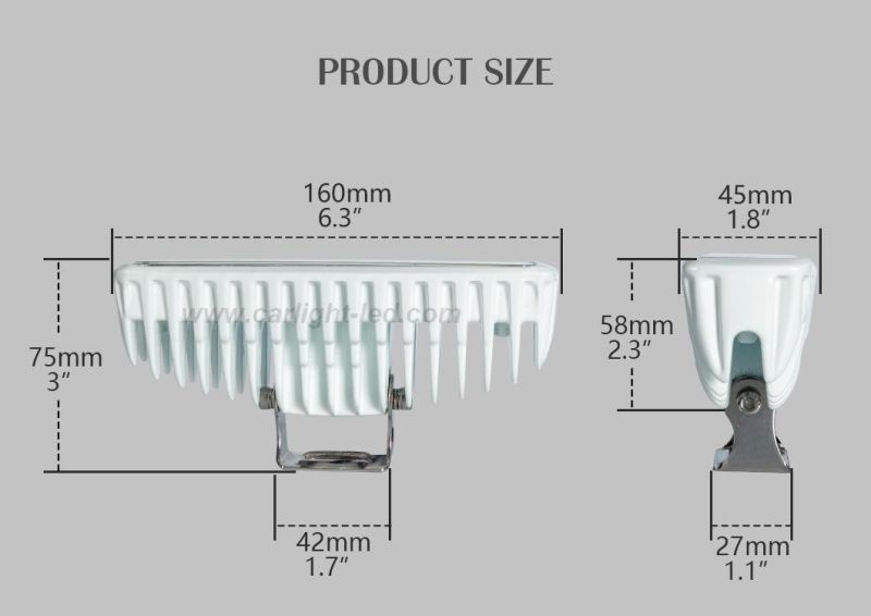White Chrome Rectangular LED Driving Light for Truck