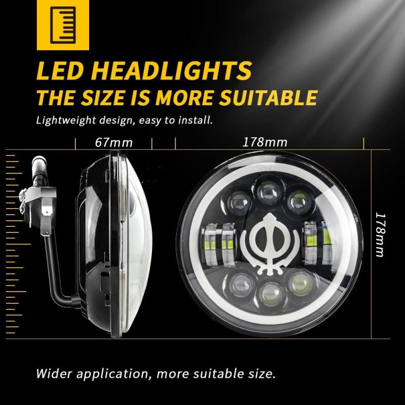 Dxz 7inch 12V 24V Car Accessories for Jk Wrangler Jeep 90W LED Headlight DRL Hi/Low Beam Lamp