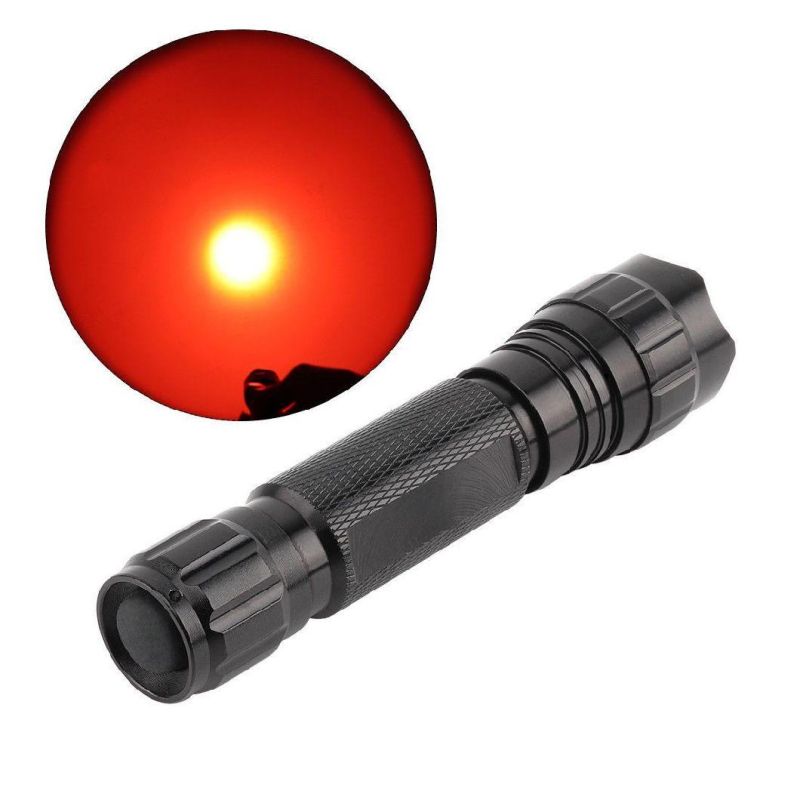 LED Red Light Aluminum Alloy Outdoor Camping Hunting Tactical Flashlight