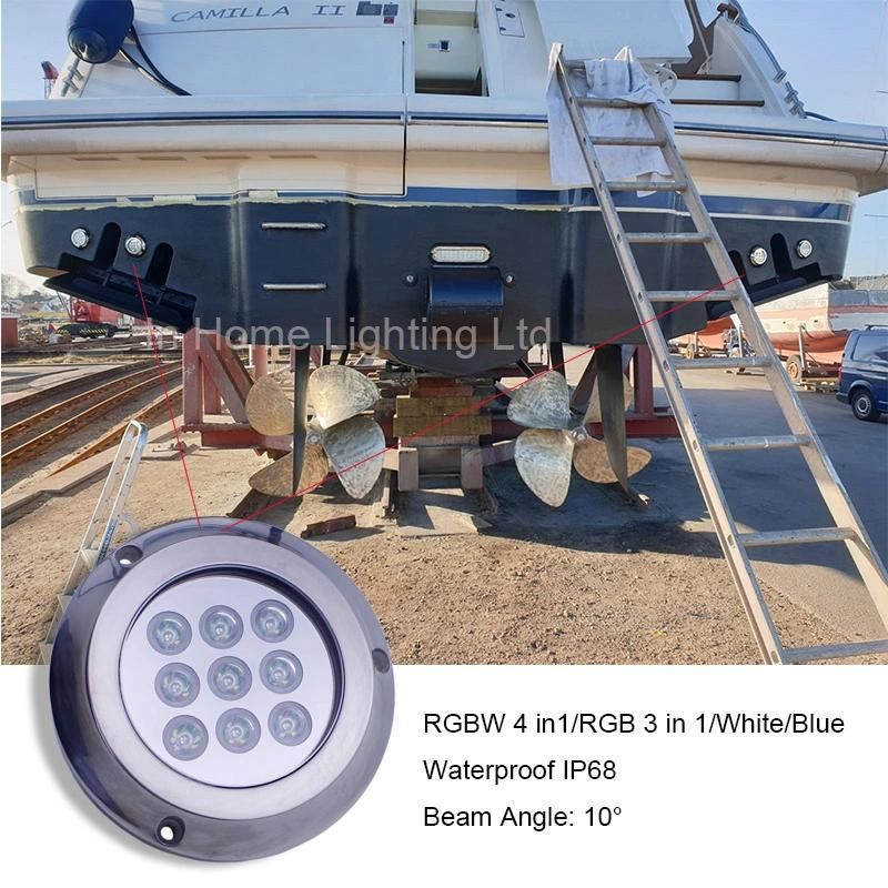 Round 9 LED Underwater Boat Light 12V RGB Transom Light