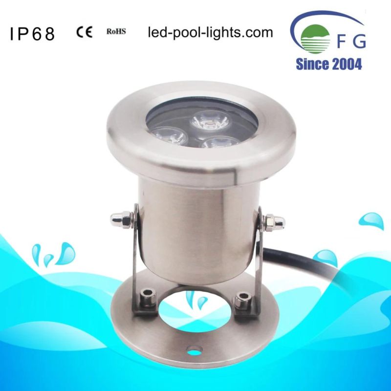 Single Color RGB Color IP68 Stainless Steel LED Underwater Lamp for Fountain Pond Pool Lighting