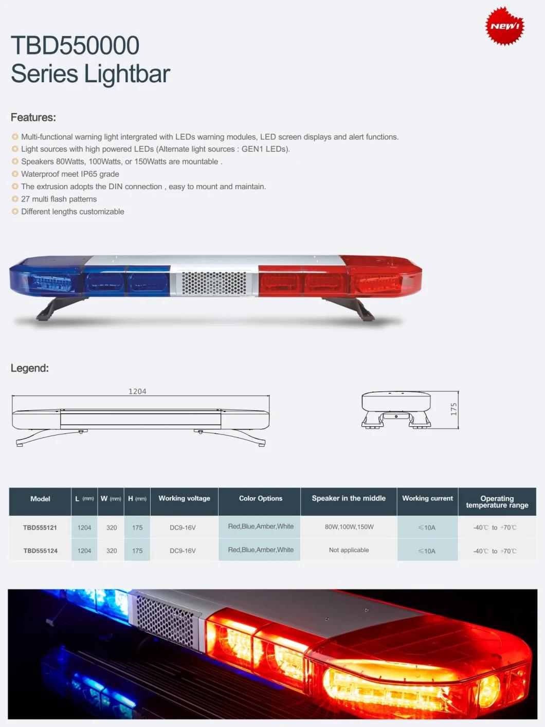 Senken Waterproof 1204mm 4-Color Speaker Police/Ambulance/Fire Truck LED Warning Lightbar
