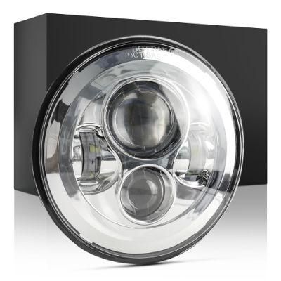 Dxz 7 Inch Headlights Thick Section Sliver Without Aperture LED Headlamp with DRL Hi/Lo Beam for Jeep Wrangler Jk Motorcycle Headlights