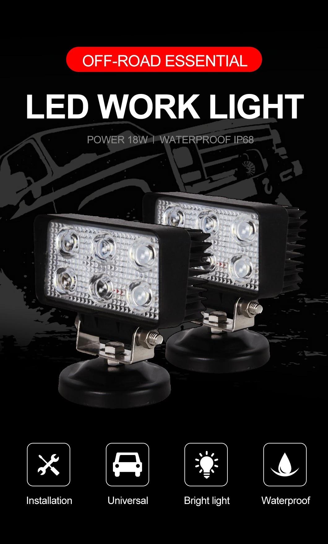 LED Work Light 18W Black LED Driving Light Round Spotflood for 4X4 Car Truck off Road ATV SUV