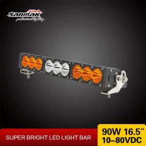 17&quot; Single Row 90W White &amp; Amber LED Light Bar