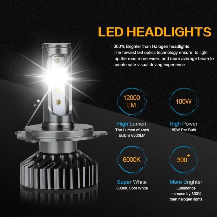 Auto Bulb H7 H4 Luces LED Car Headlights Canbus Zes Headlight Bulb Focos LED F6 50W H1 9005 9006 H11 6000K 12V LED Headlight
