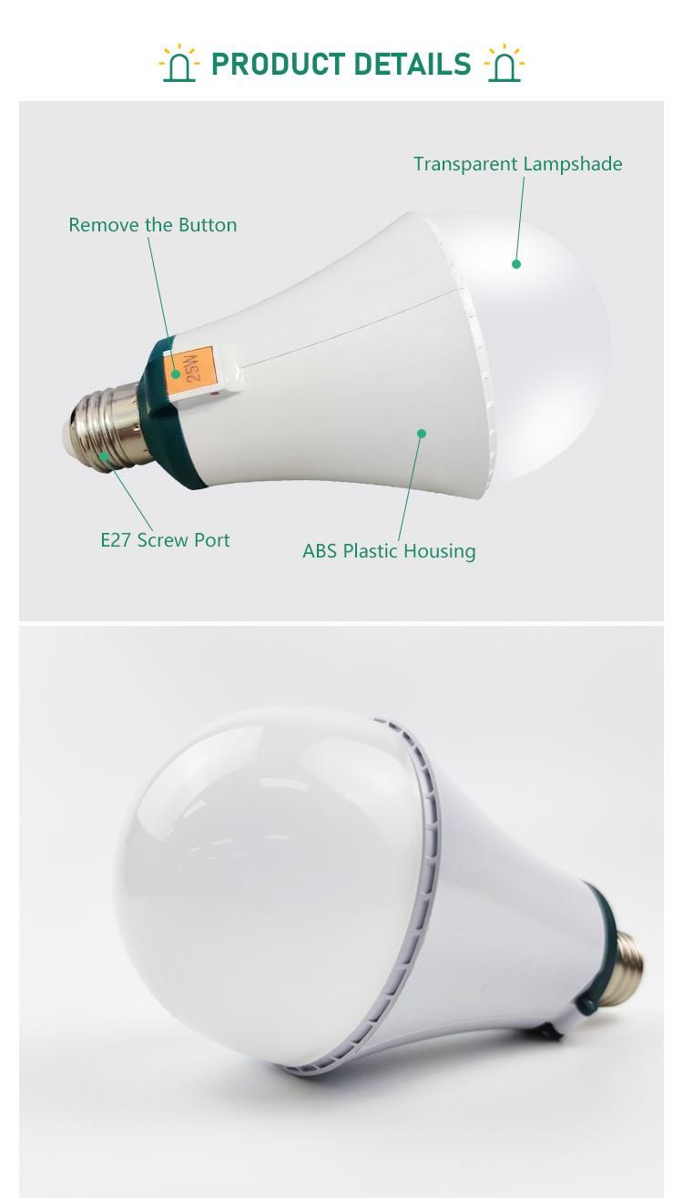 Cx-Lighting 25W Emergency LED Light 3000K/4000K/6500K Rechargeable LED Bulb