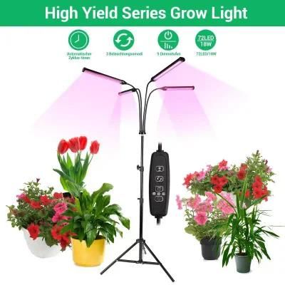 24W LED Grow Light with Tripod Stand Floor Grow Light for Plants Plant Cultivation and Care LED Tripod Plant Light 4 Head