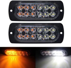 Opplight 12LED LED Grille Working Light Bar Flash Caution Waterproof Safety Flashing Beacon Flush Mount Warning Light