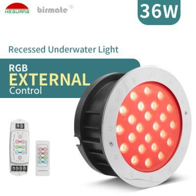 36W Remote Control RGB LED Pool Lights IP68 Waterproof Swimming Pool Lighting