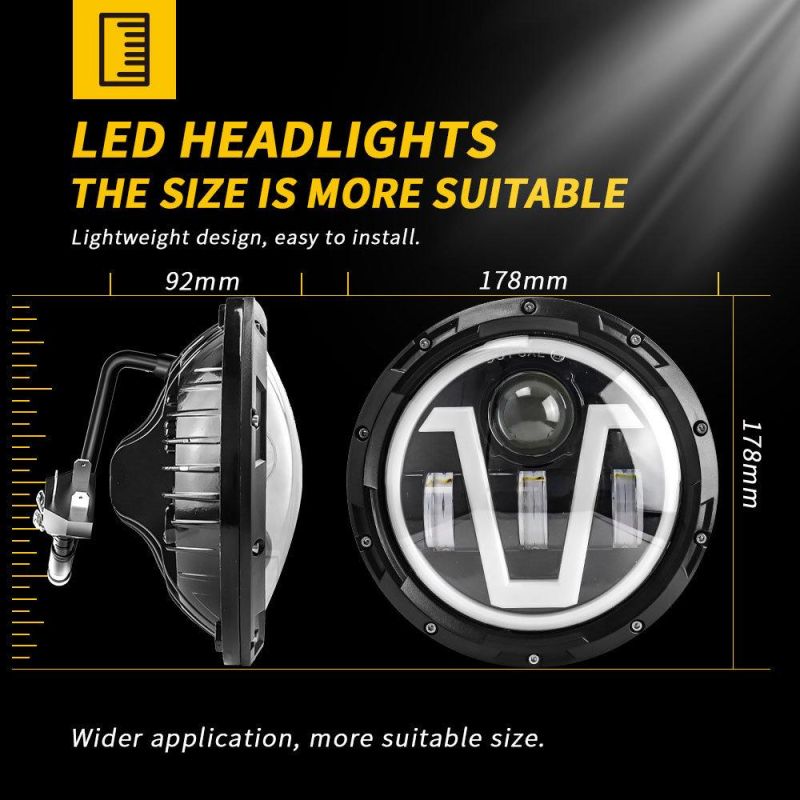 Dxz Headlight Accessories for Jeep Wrangler and Truck 5X7 75W High Low Beam Headlight Angle Eye Thick Lamp