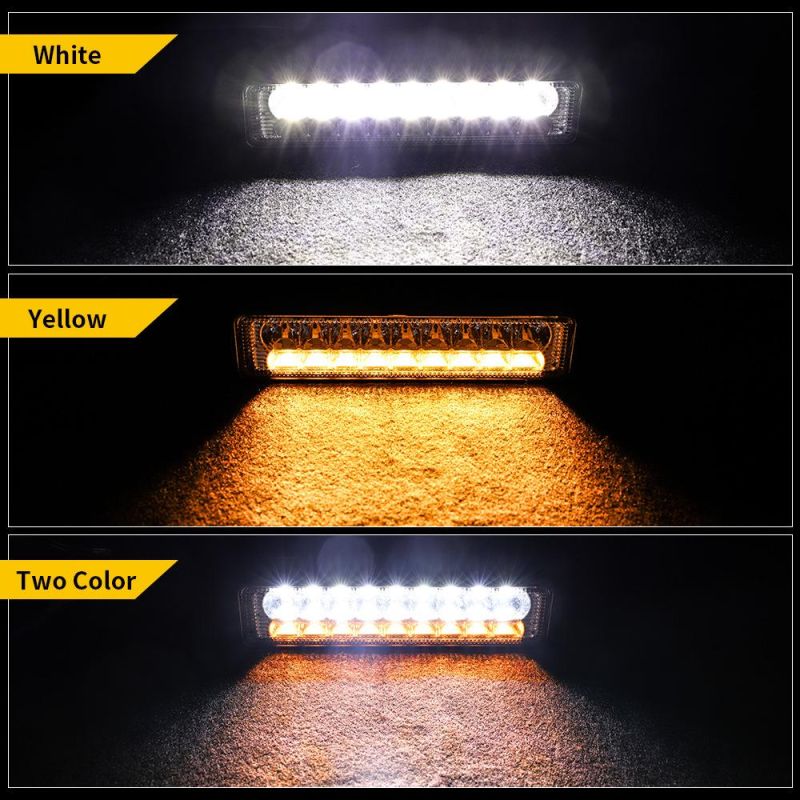 Dxz 18SMD 6inch Waterproof High Power Double LED Driving White and Yellow Warning Daytime Running Light Lamp