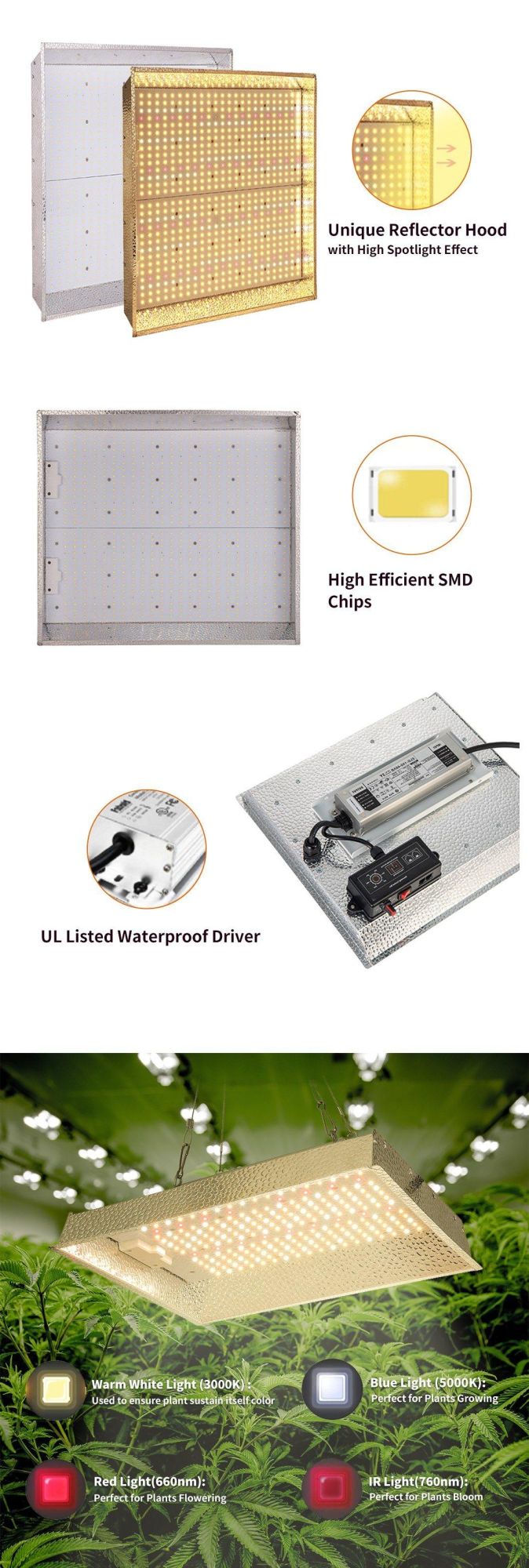 Full Spectrum LED Grow Light Hydroponic Growing Light for Greenhouse