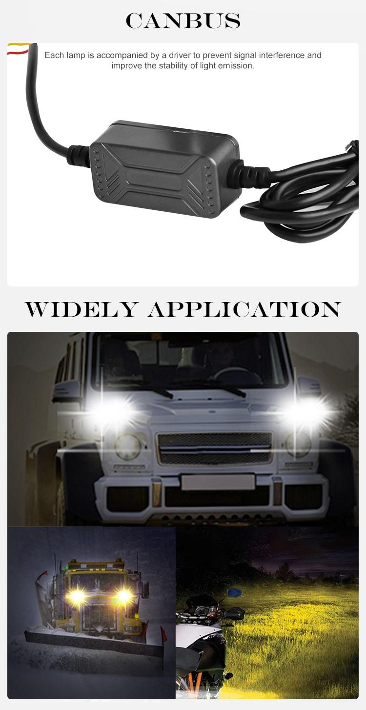 Waterproof HD Lens Work Lamp Car 6500K 3000K Yellow Truck SUV Offroad 3inch 24V 12V LED Fog Driving Lights