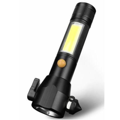 Wholesale LED Safety Rescue Hammer Emergency Escape Torch Lamp Quality Camping Emergency Torch Light Portable Rechargeable COB LED Flashlight