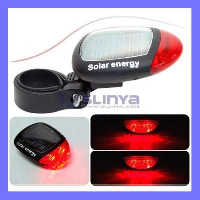 Hard Plastic Holder Solar Power Bicycle Rear LED Bike Tail Light Flashlight