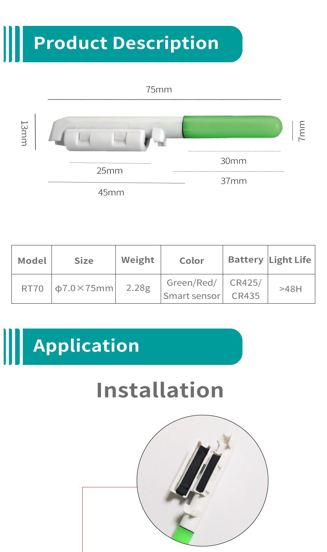 Chinese Manufacturer Customized Direct Sale Outdoor Night Fishing Waterproof Rt70 Fishing Rod Light