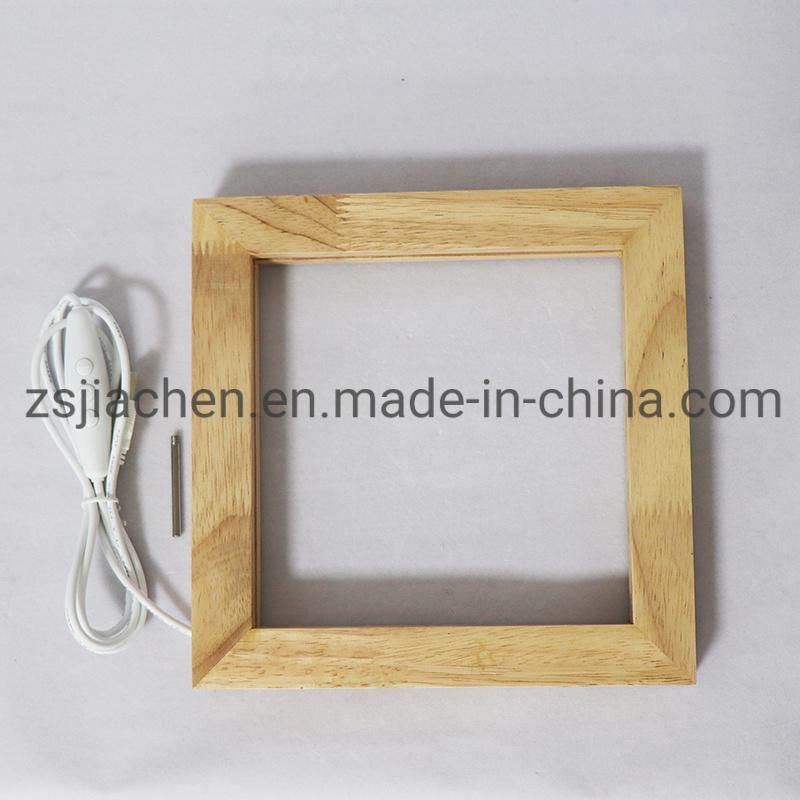 Decorative Lighting Beautiful Flower Acrylic Bedside Desk Lamp Wooden LED Photo Frame Night Light with USB Switch