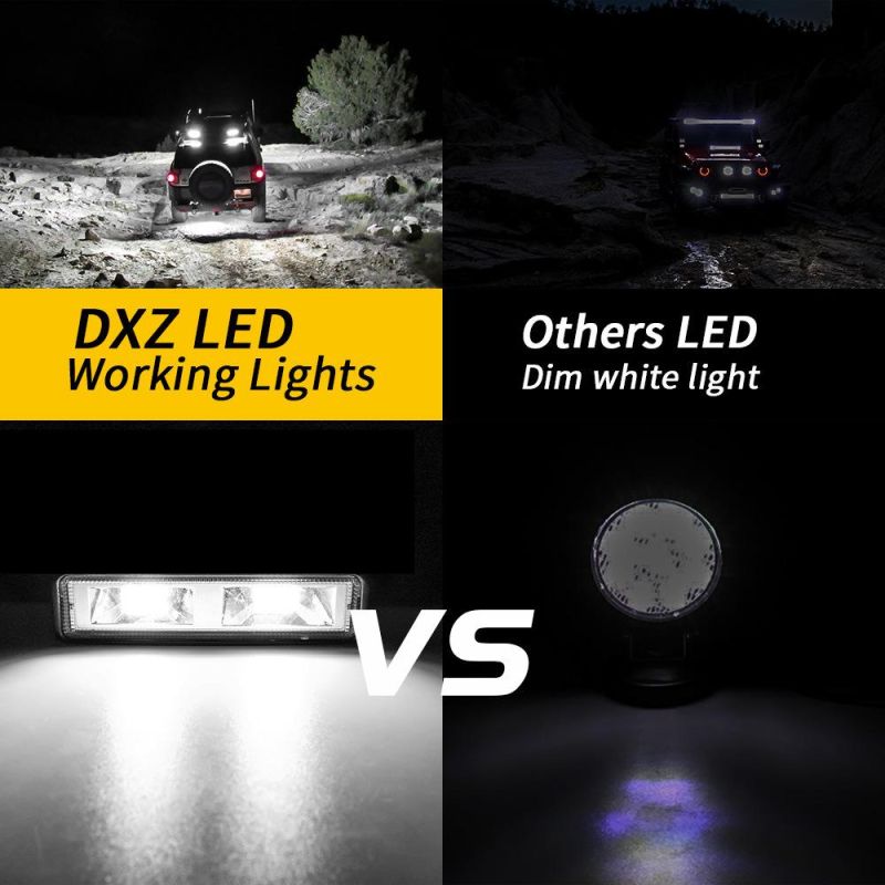 Dxz 6inch 16LED Car LED Work Light 48W Flood Lamp for Car SUV off Road for Jeep Truck Boat 9-80V Driving Lights Fog Lights