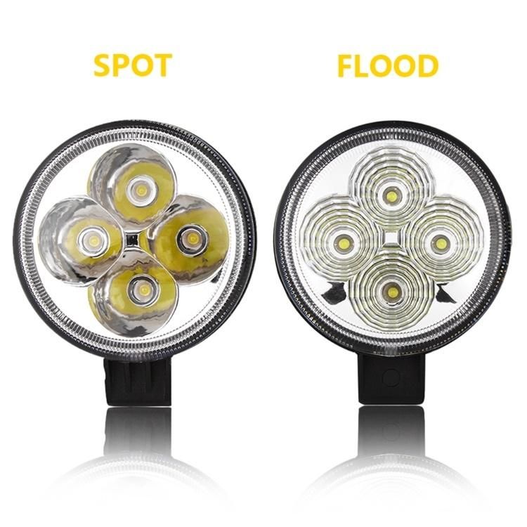 Car LED 12W Work Light Offroad Jeep Motorcycle Truck Luz LED 12V 24V Spot Flood Round 3 Inch 12W LED Work Lamp